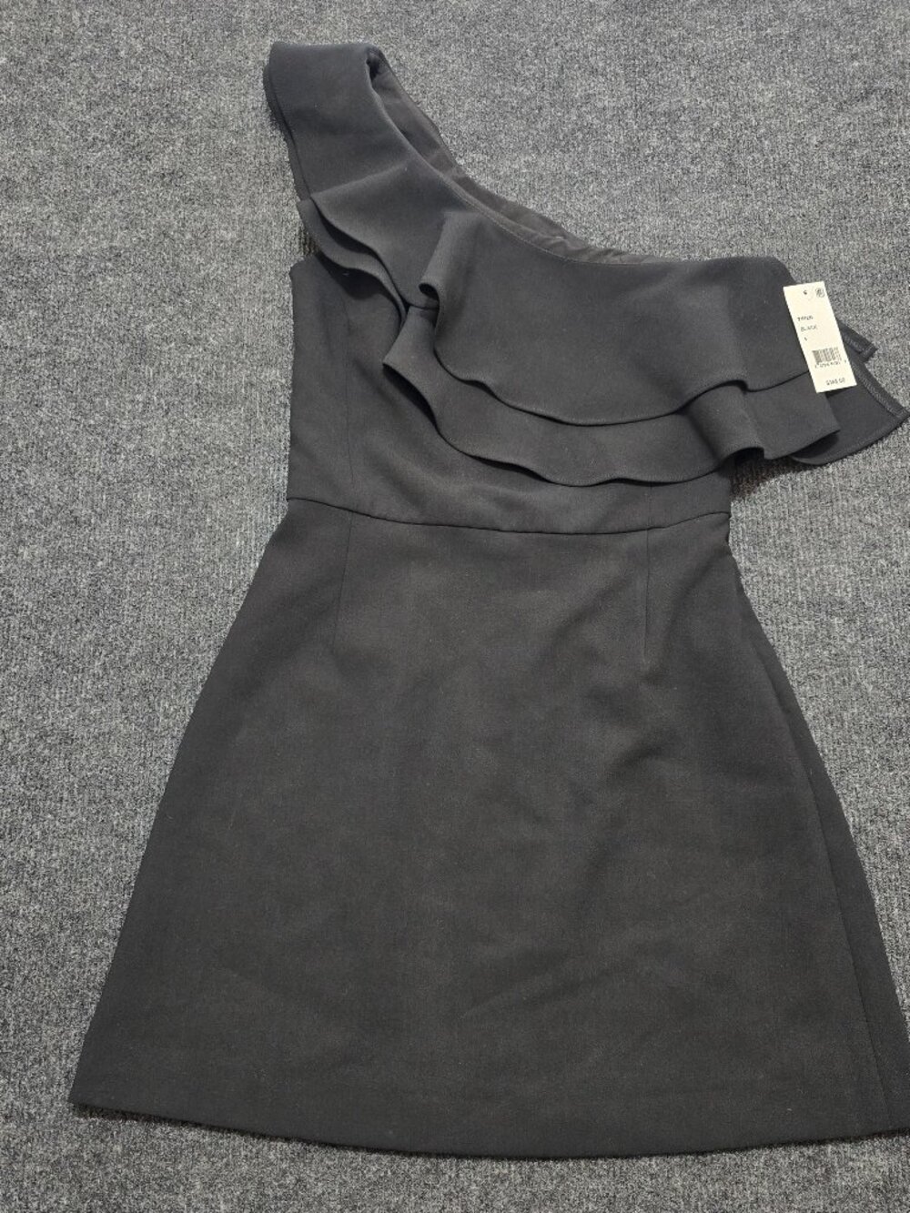 French Connection Women’s One Shoulder Black Dress Size 4 Ruffle Detail NWT $148